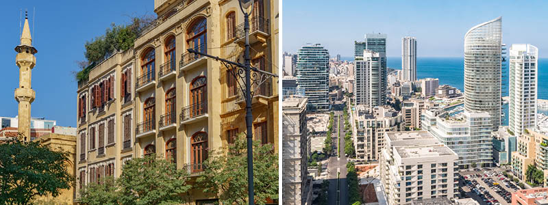 Moderna handelskvarter i Beirut vid Medelhavet, Libanon.